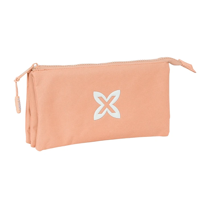 Safta Munich Basicos Peach Portatodo - 3 Compartimentos con Cremalleras - Bolsillo Interior - 0.6L - 220x30x120mm - Color Naranja 1