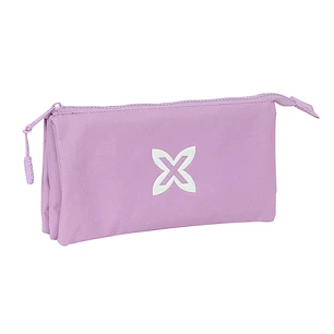 Safta Munich Basicos Lila Portatodo - 3 Compartimentos con Cremalleras - Bolsillo Interior - 0.6L - 220x30x120mm - Color Violeta