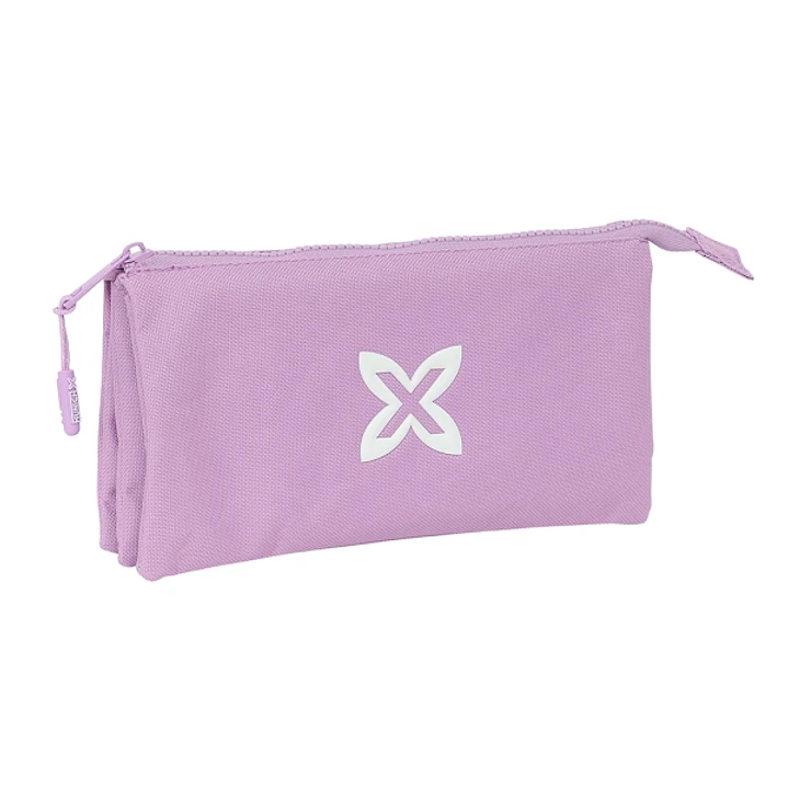 Safta Munich Basicos Lila Portatodo - 3 Compartimentos con Cremalleras - Bolsillo Interior - 0.6L - 220x30x120mm - Color Violeta 1