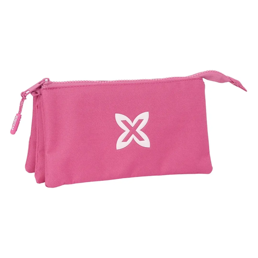 Safta Munich Basicos Fucsia Portatodo - 3 Compartimentos con Cremalleras - Bolsillo Interior - 0.6L - 220x30x120mm - Color Rosa 1