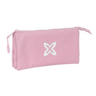 Safta Munich Basicos Portatodo - 3 Compartimentos con Cremalleras - Bolsillo Interior - 0.6L - 220x30x120mm - Color Rosa