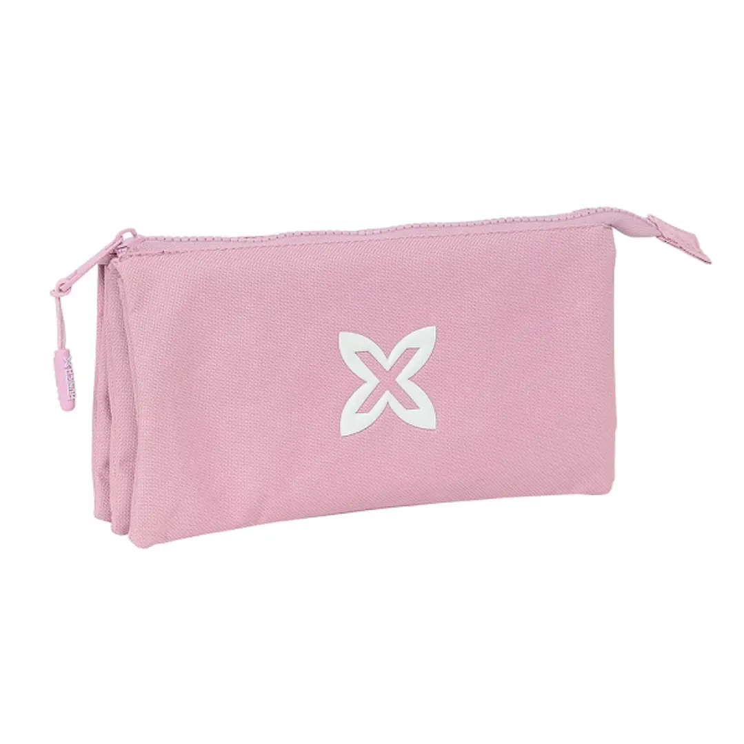 Safta Munich Basicos Portatodo - 3 Compartimentos con Cremalleras - Bolsillo Interior - 0.6L - 220x30x120mm - Color Rosa 1
