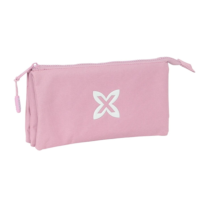 Safta Munich Basicos Portatodo - 3 Compartimentos con Cremalleras - Bolsillo Interior - 0.6L - 220x30x120mm - Color Rosa 1