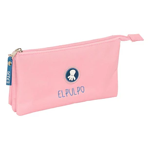 Safta el Pulpo Portatodo - 3 Compartimentos con Cremalleras - Bolsillo Interior - 0.6L - 220x30x120mm - Color Rosa