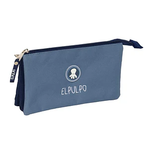 Safta el Pulpo Portatodo - 3 Compartimentos con Cremalleras - Bolsillo Interior - 0.6L - 220x30x120mm - Color Azul Oscuro