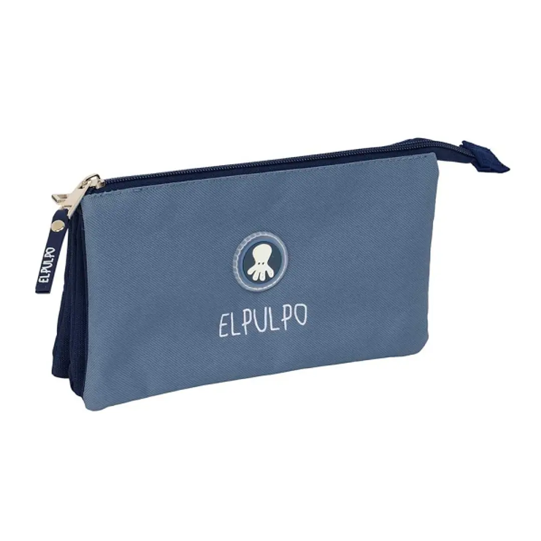 Safta el Pulpo Portatodo - 3 Compartimentos con Cremalleras - Bolsillo Interior - 0.6L - 220x30x120mm - Color Azul Oscuro 1