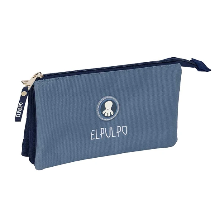 Safta el Pulpo Portatodo - 3 Compartimentos con Cremalleras - Bolsillo Interior - 0.6L - 220x30x120mm - Color Azul Oscuro 1