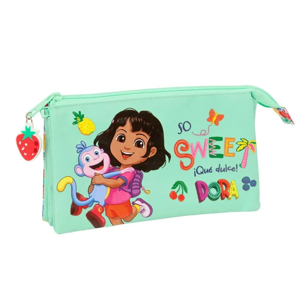 Safta Dora Portatodo - 3 Compartimentos con Cremalleras - Bolsillo Interior - 0.6L - 220x30x120mm - Color Menta 1
