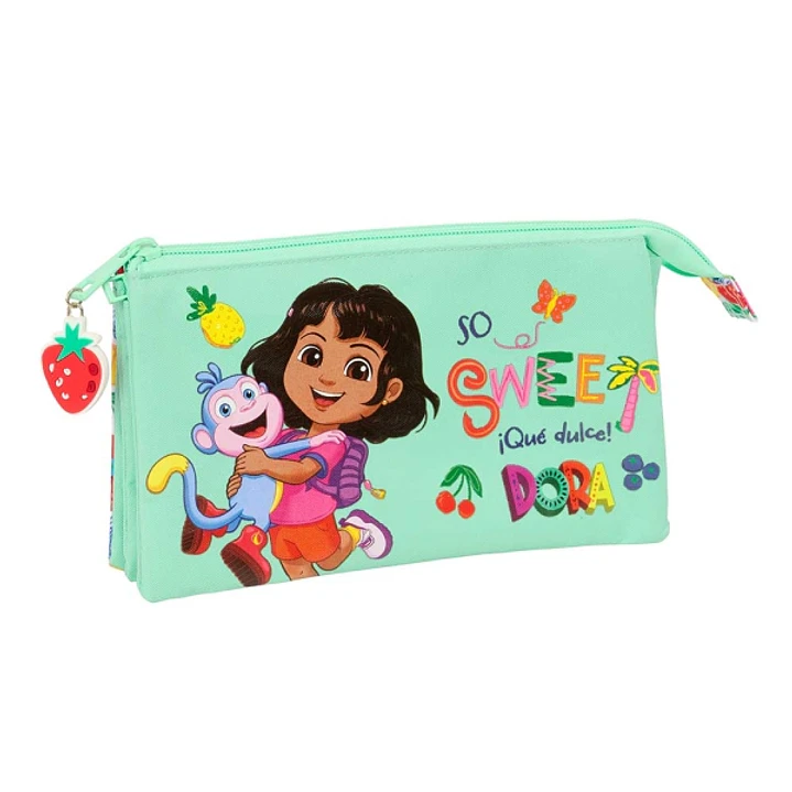 Safta Dora Portatodo - 3 Compartimentos con Cremalleras - Bolsillo Interior - 0.6L - 220x30x120mm - Color Menta 1