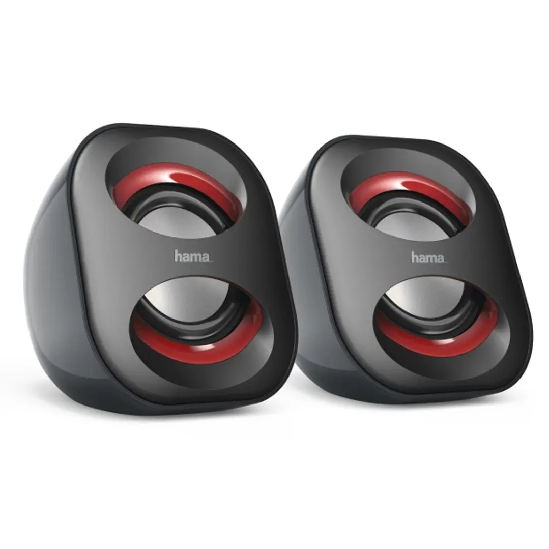 Hama Altavoces de Sobremesa - Cable 8.2cm - Frecuencia hasta 20GHz - Jack 3.5mm - USB-A - 7.2x7.5x8.2cm - Color Negro 1