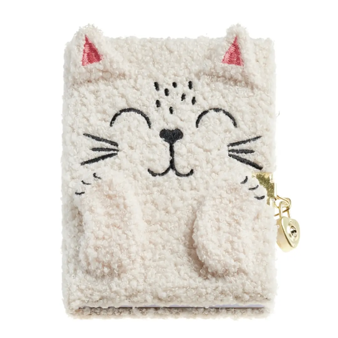 Miquel Rius Back2Fun Diario Secreto Peluche Gato - 80 Hojas Rayadas de Papel 80gr - Cierre con Llave 1