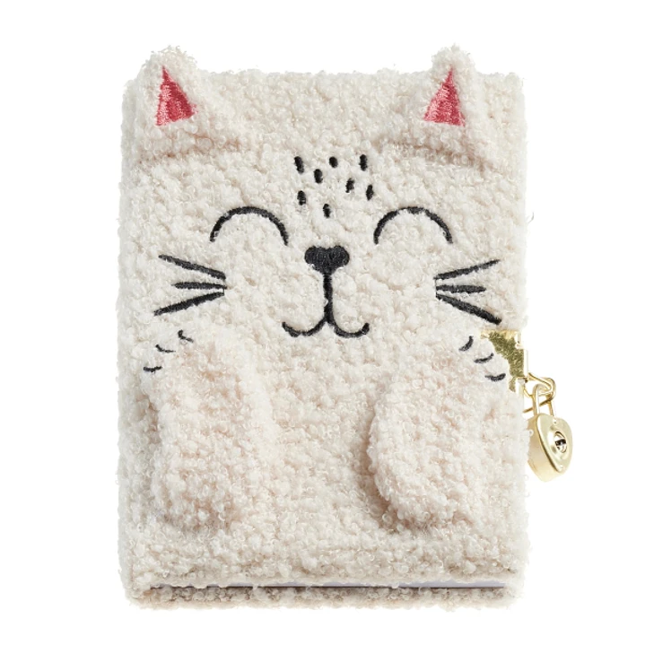 Miquel Rius Back2Fun Diario Secreto Peluche Gato - 80 Hojas Rayadas de Papel 80gr - Cierre con Llave 1