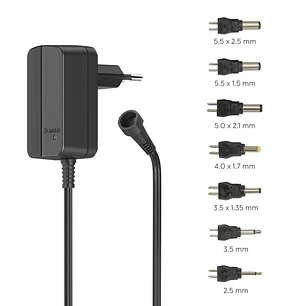 Hama Fuente de Alimentacion Multidispositivo - Potencia 3.6W - Voltaje 12V - Indicador LED - 7 Adaptadores - Intensidad Maxima 0.3A - Voltaje Ajustabl