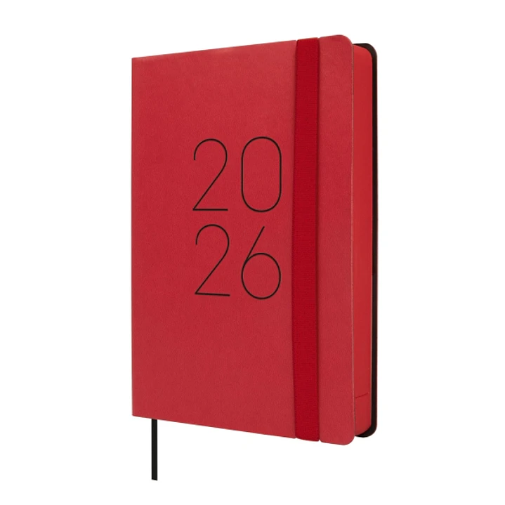 Finocam Flexi Lisa Agenda - Anual 2026 - Tapa Blanda - Formato F4 - 120x23x172mm - 1 Dia por Pagina - Color Rojo 1