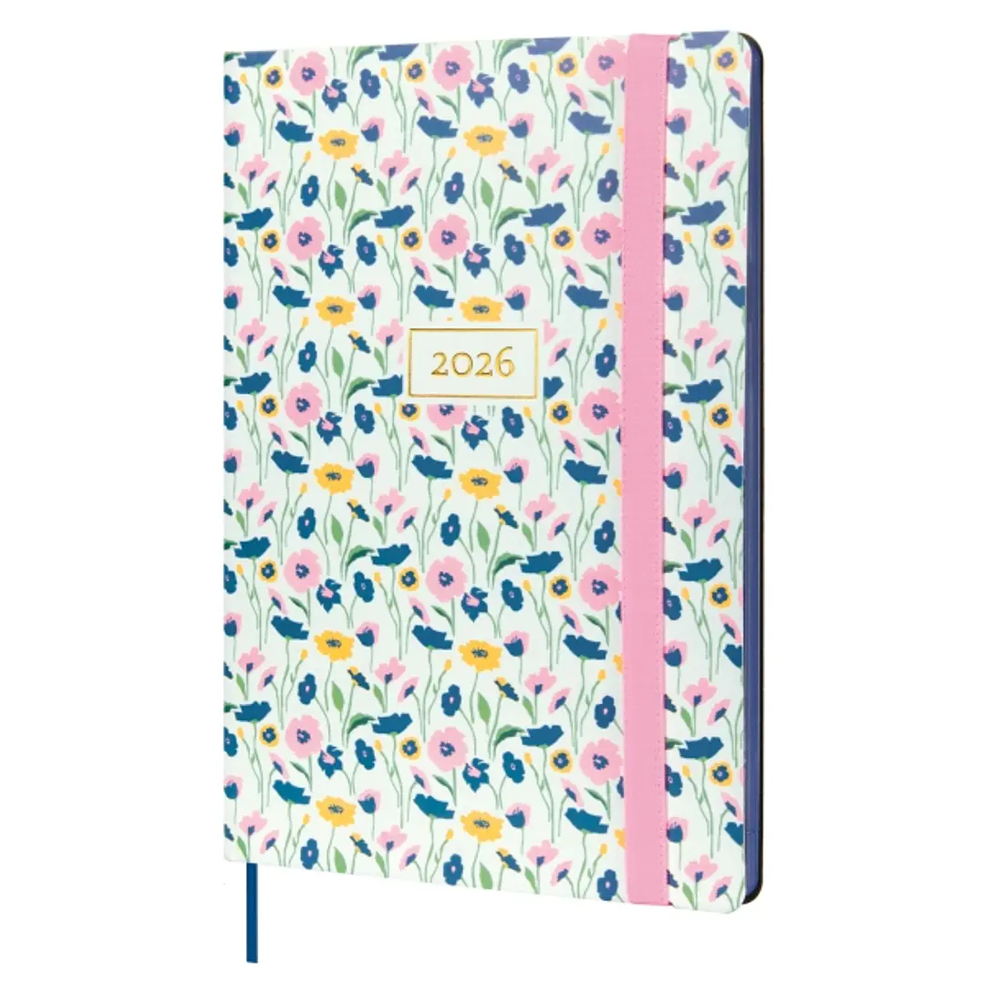 Finocam Flexi Joy Agenda - Anual 2026 - Tapa Blanda - Formato FA5 - 151x13x214mm - Semana Vista en Vertical - Tematica de Flores 1