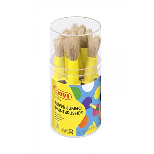 Jovi Super Jumbo Paint Brushes Bote 9 Pinceles Gruesos Pelo Cerda - Mango de Plastico - No Gotean - Limpieza Facil - Sistema de Corona Antirrodamiento