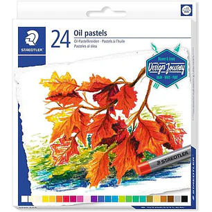 Staedtler Pasteles al Oleo 2420 Pack de 24 Ceras Blandas - Resistencia a la Rotura - Extremadamente Brillantes - Colores Surtidos