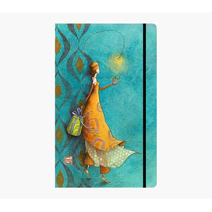 Pictura Gaëlle Boissonnard Cuaderno de Tapa Dura - 13x21cm - Cierre con Cinta Elastica - Cinta de Raso para Marcar La Pagina - 192 Paginas con Lineas