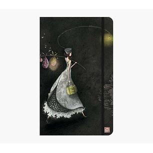Pictura Gaëlle Boissonnard Cuaderno de Tapa Dura - 13x21cm - Cierre con Cinta Elastica - Cinta de Raso para Marcar La Pagina - 192 Paginas con Lineas