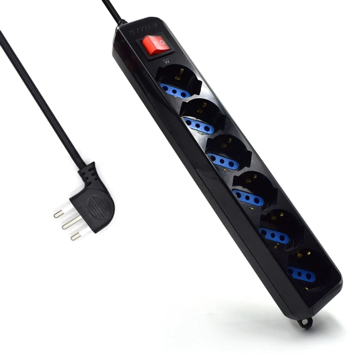 Ewent Regleta con 6 Tomas Tipo L/F (Schuko) de 10/16A - Interruptor On/Off - Proteccion contra Sobretensiones - Proteccion Infantil - Enchufe Italiano 1