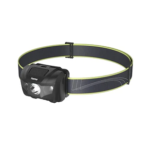 Hama Hl200 Linterna Frontal LED - Cinta para la Cabeza - 200 Lumenes - Autonomia hasta 4h - Funciona con 3 Pilas AAA - IP44 - Color Negro