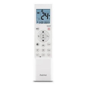 Hama Mando a Distancia para Aire Acondicionado - Universal - Soporte de Pared Incluido - Pantalla LCD - Temporizador - Alcance 5m - 16 Botones - Color
