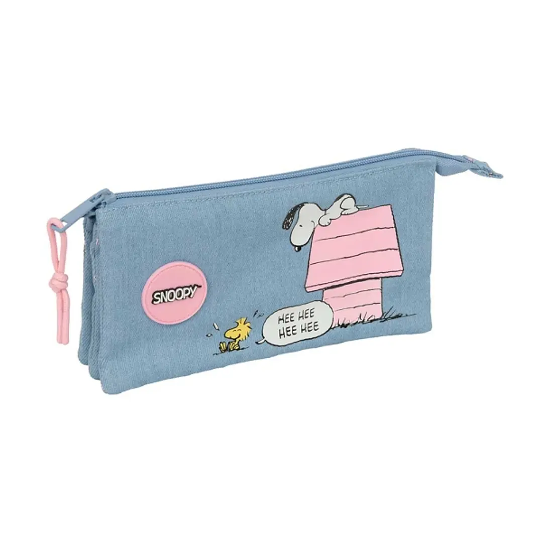 Safta Snoopy Portatodo - Cremallera - 0.6L - Bolsillo Interior - Bolsillo Interior - 220x30x120mm - Color Azul 1