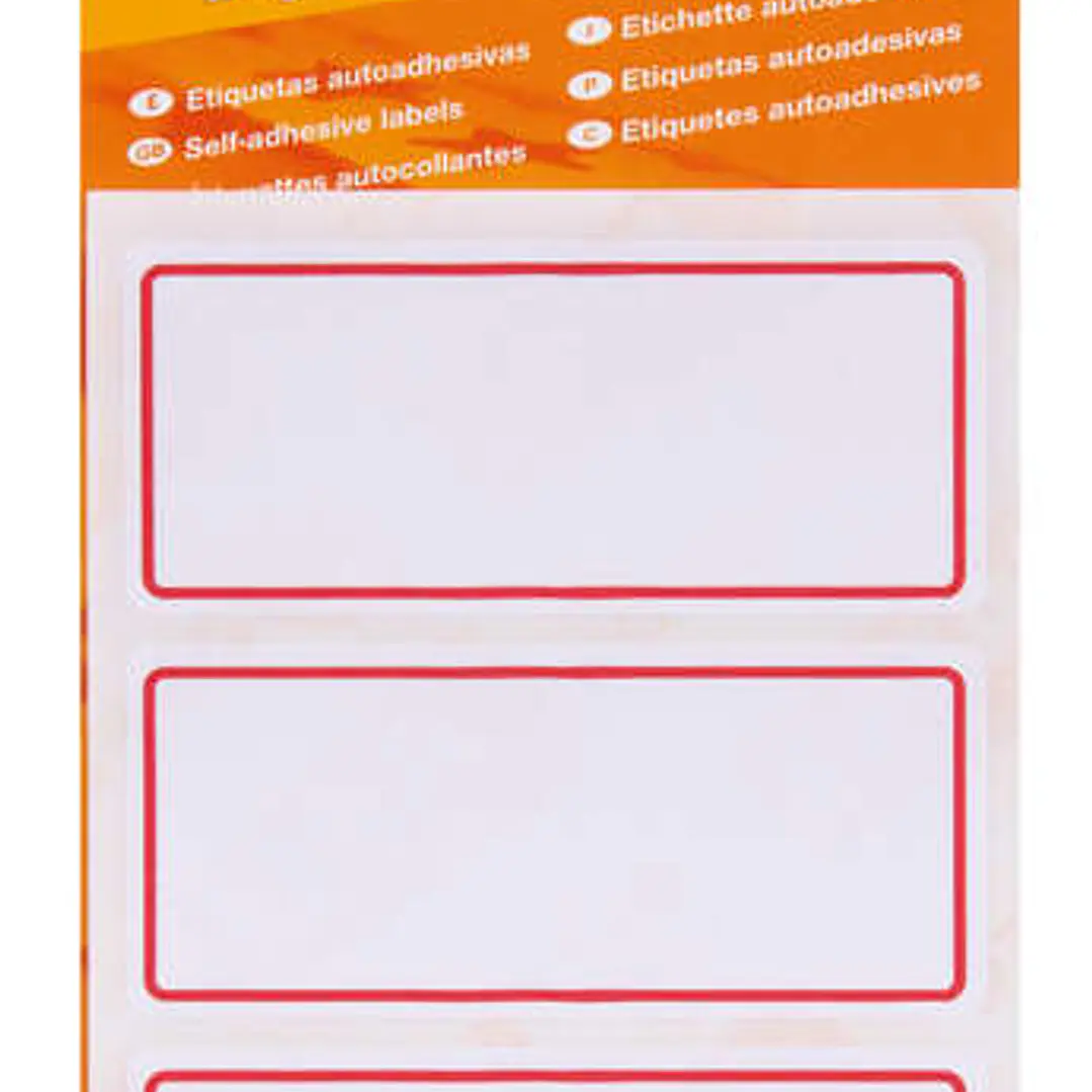 Apli Etiquetas Adhesivas Escolares Basicas - Tamaño 78x34mm - Ribete Rojo - 6 Hojas (18 Etiquetas) - Adhesivo Permanente de Alta Calidad - Escritura O 1