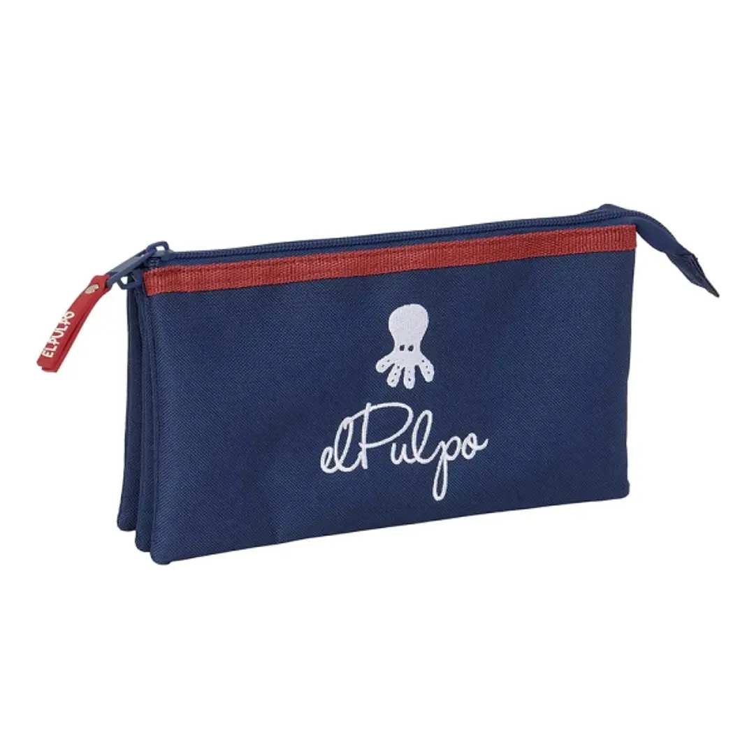 Safta el Pulpo Portatodo - 3 Compartimentos con Cremalleras - Bolsillo Interior - 0.6L - 220x30x120mm - Color Azul Marino 1