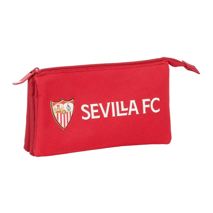 Safta Sevilla FC Portatodo - 3 Compartimentos con Cremalleras - Bolsillo Interior - Resistente al Agua - 220x30x120mm - Color Rojo 1