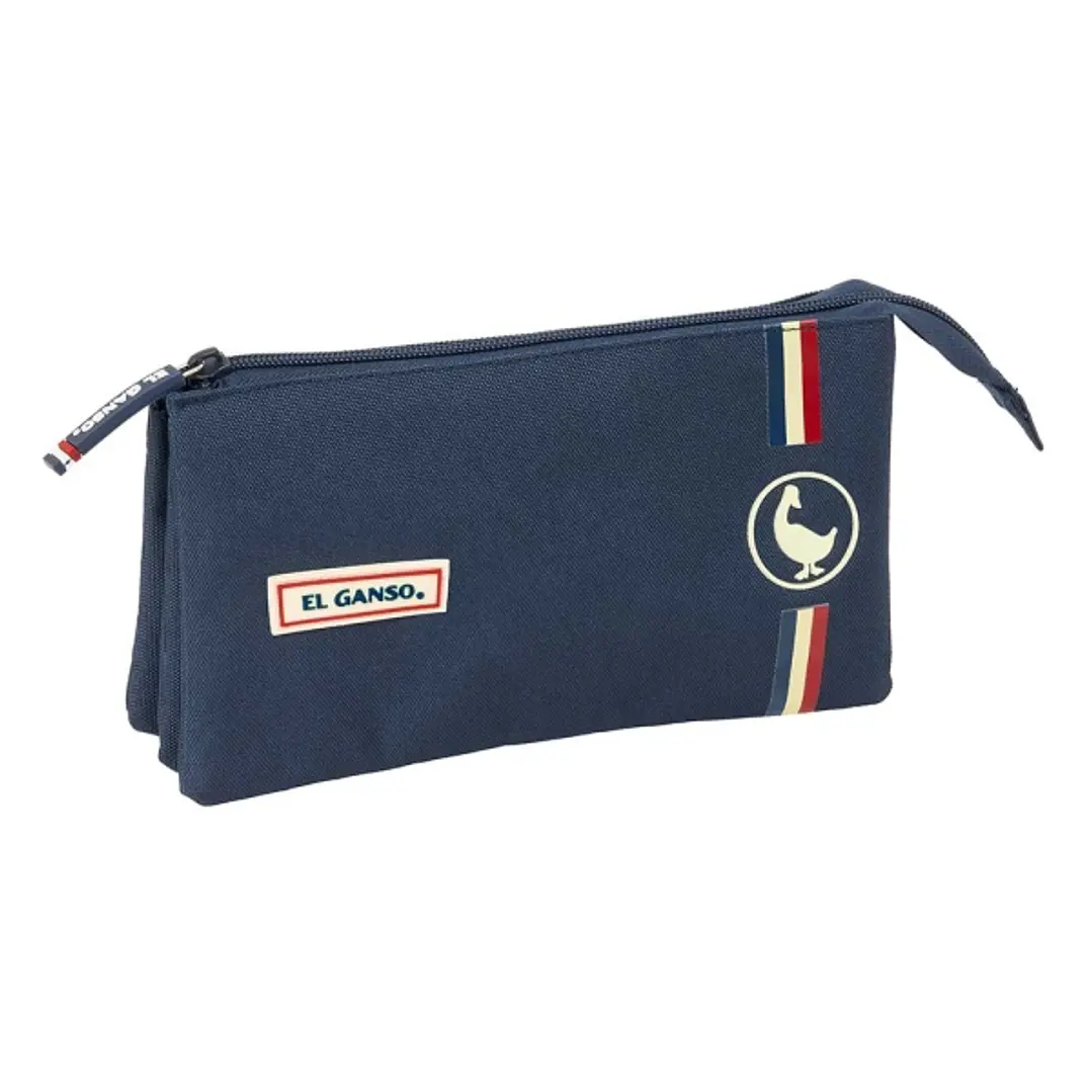 Safta el Ganso Eclipse Portatodo - 3 Compartimentos con Cremalleras - Bolsillo Interior - 0.6L - 220x30x120mm - Color Azul Marino 1