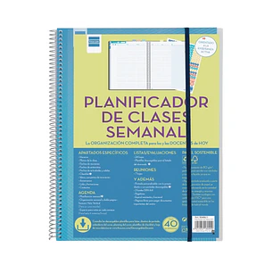 Finocam Organizacion Planificador de Clases sin Fechar para Docentes - Semana Vista Vertical - 230x310mm - Tapas de Polipropileno - Papel de 80g/m2 - 