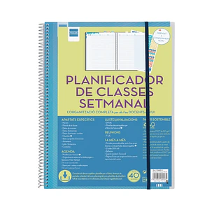 Finocam Organizacion Planificador de Clases sin Fechar en Catalan para Docentes - Semana Vista Vertical - 230x310mm - Tapas de Polipropileno - Papel d