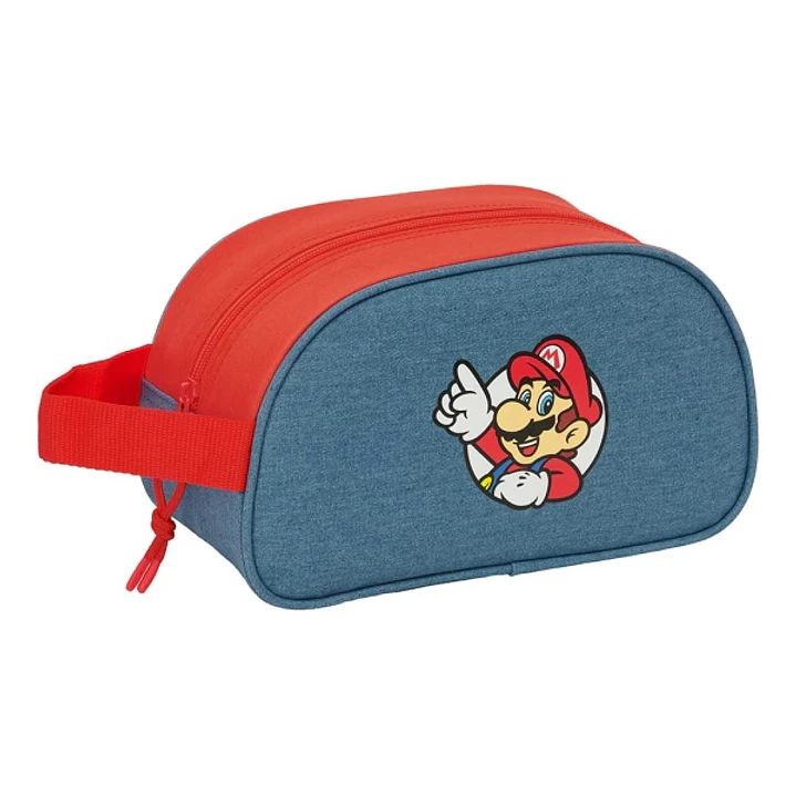 Safta Super Mario Neceser - Adaptable a Carro - Asa de Mano Lateral - 26x15x12cm - Color Rojo y Azul 1
