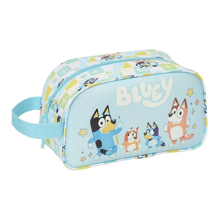 Safta Bluey Ready Neceser - Adaptable a Carro - Asa de Mano Lateral - Organizadores con Compartimentos - 26x15x12cm - Color Azul Pastel 1