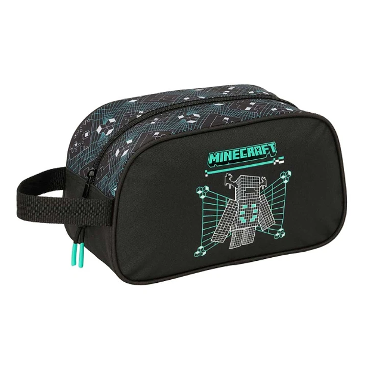 Safta Minecraft Screen Neceser - Adaptable a Carro - Asa de Mano Lateral - 26x15x12cm - Color Negro 1