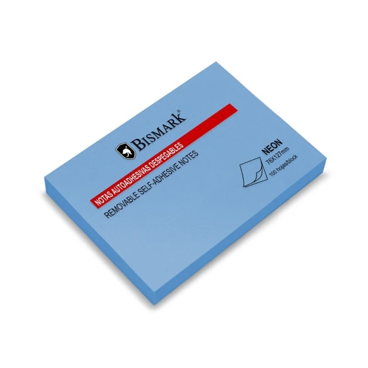 Bismark Bloc de 100 Notas Adhesivas 76x127mm - Color Azul Neon 1