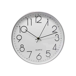 Bismark Reloj Oficina Plata - Marco Plastico - Lente de Cristal - Manecillas de Aluminio - Esfera de PVC - Color Plata