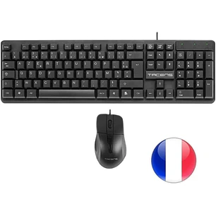 Tacens Anima ACP02 Pack USB Teclado Multimedia + Raton 1200dpi 3 Botones - Disposicion Francesa AZERTY FR - Cable de 1.3m - Teclas de Membrana - Senso