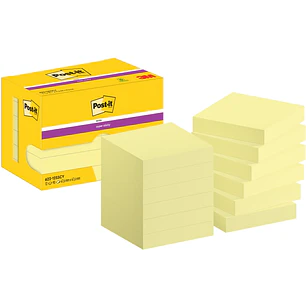 Post-It Super Sticky Pack de 12 Blocs de 90 Pack de 12 Blocs de 90 Notas Adhesivas Reposicionables - 47.6x47.6mm - Color Amarillo Claro