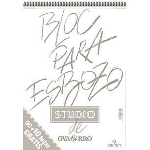Canson Bloc para Esbozo A3 90+10 Hojas Gratis - Grano Ligero 90gr - Formato Album con Espiral Microperforado - Color Blanco Natural
