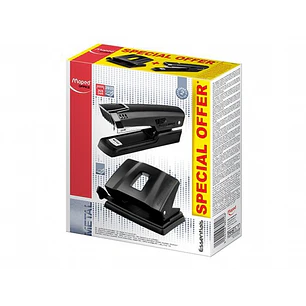 Maped Essentials Metal Pack de Grapadora Metalica E3543 + Taladro Metalico E4024 - Grapa hasta 25 Hojas a la Vez - Admite Grapas 24/6 y 26/6 - Perfora