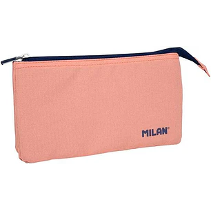 Milan Serie 1918 Estuche Portatodo 5 Compartimentos - Tejido Resistente a las Roturas y Rasgaduras - Medidas 22x12x4cm - Color Rosa