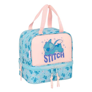 Safta Stitch Ohana Portameriendas de 6L - Asas Superiores - 200x150x200mm - Color Azul Claro