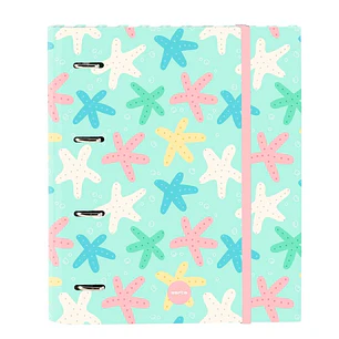 Safta Estrellas Carpeta de 4 Anillas de 35mm - Recambio de 100 Hojas A4 - Cuadricula de 5x5mm - 80g/m2 - Separadores Internos - Goma Elastica - 27x32x