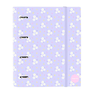 Safta Bouquet Carpeta con 4 Anillas 35mm - Tapas Duras Forradas - Recambio 100 Hojas - Cierre Elastico - Incluye Separadores - Hojas de 80g/m2 - 270x3