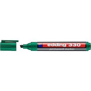 Edding 330 Rotulador Permanente - Punta Biselada - Trazo entre 1 y 5 mm. - Tinta casi Inodora - Capuchon con Clip - Secado Rapido - Color Verde