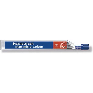 Staedtler Mars Micro Carbon 250 Tubo de 12 Minas de Grafito - Dureza H - Trazo 0.5mm - Alta Resistencia