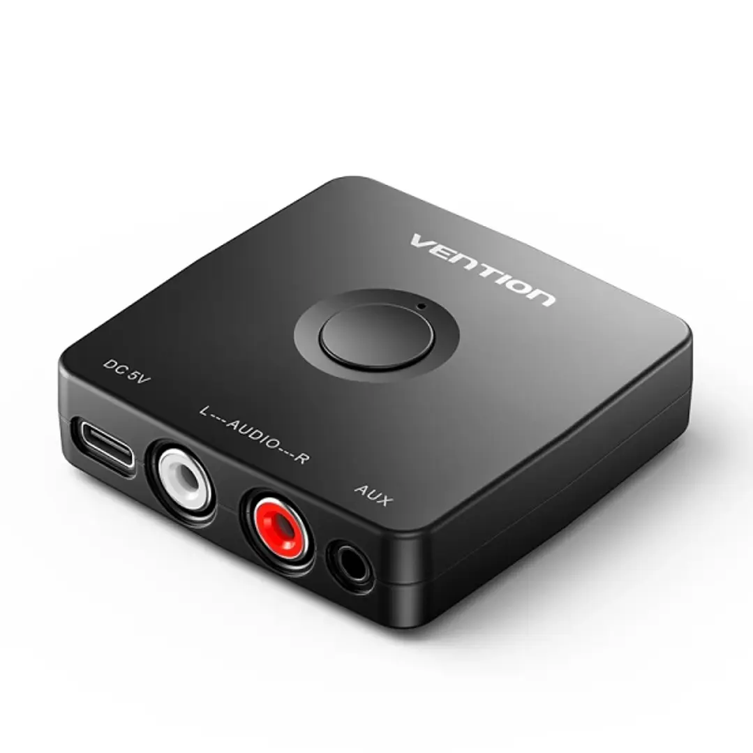 Vention Adaptador de Audio Inalambrico - Carcasa en ABS - Bluetooth 5.1 - 2xRCA - Jack 3.5mm - Alcance 10m - Cable de Carga USB-C y Audio Incluidos -  1