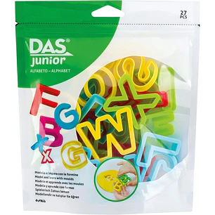 Das Junior Pack con 26 Moldes en Forma de Letra para Plastilina y 1 Rodillo